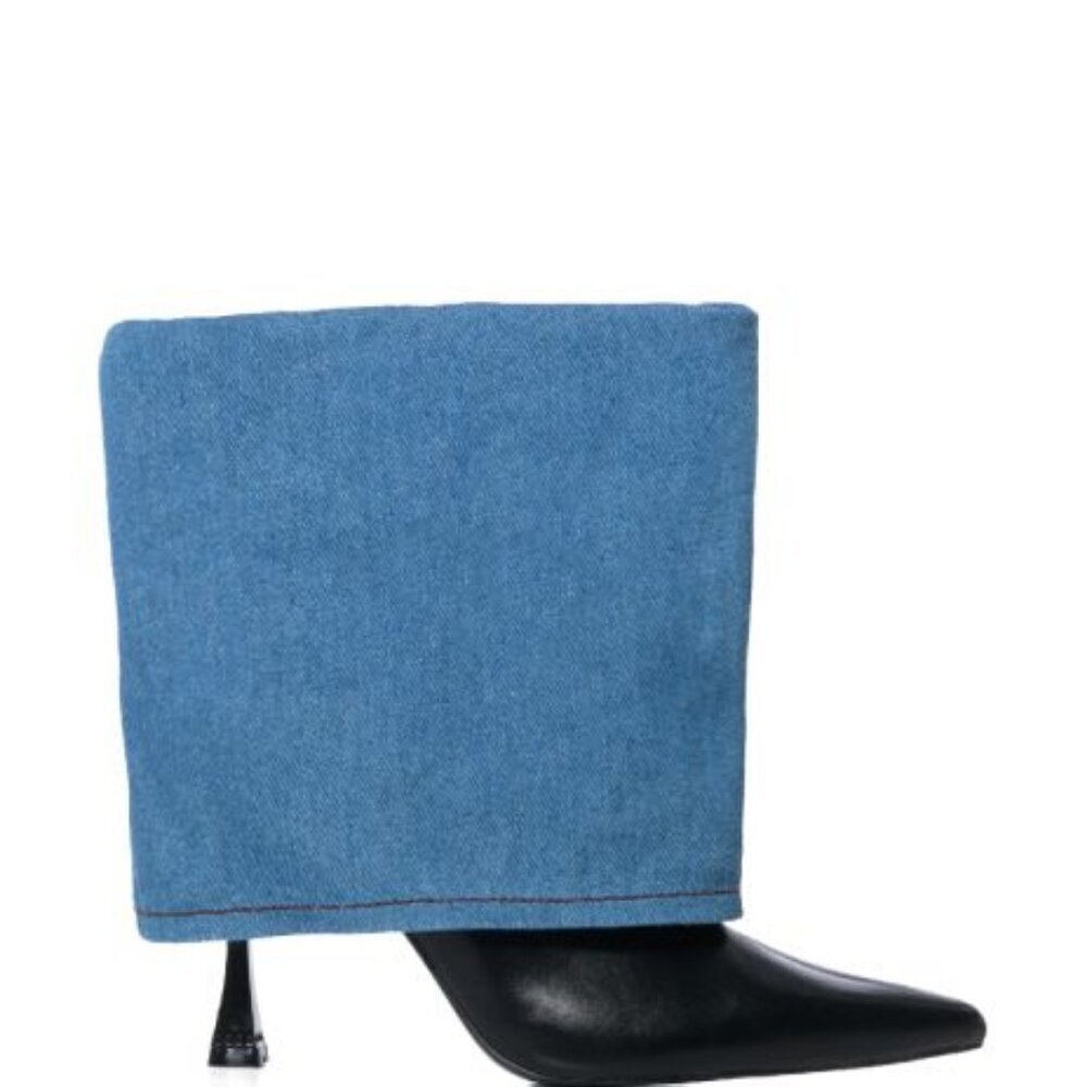 AZALEA WANG " 2 TONE FOLD " FOLD OVER DENIM BOOTIE IN BLUE( BRAND NEW !!!!!!!!!! - Picture 5 of 6